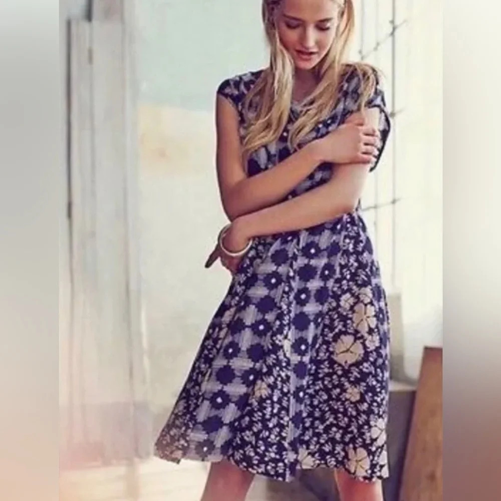 Anthropologie Dress Women’s Sz Small Maeve Indiga Patchwork Boho Corset Tassel - Picture 2 of 12